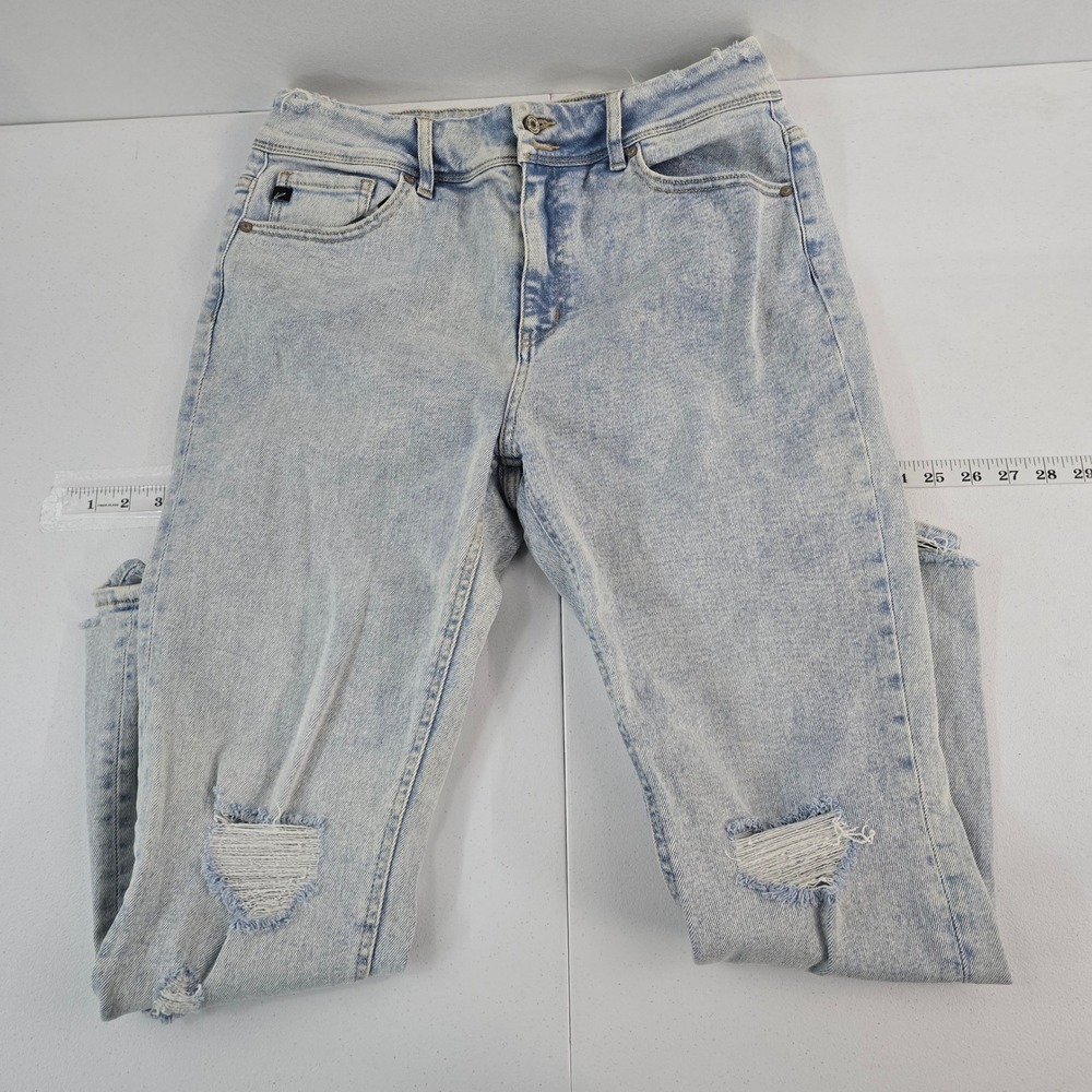 Kan Can Womens Jeans Size 15/31 Distressed Ripped Light Wash Denim‎ Mom Jeans